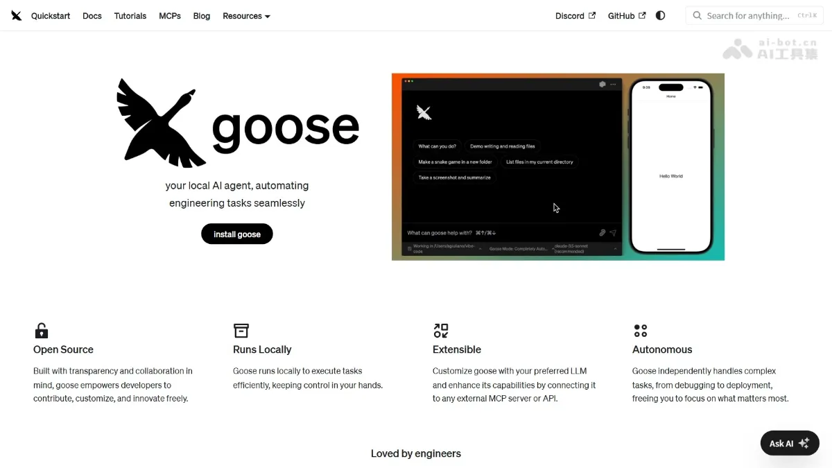 Goose - An open-source local AI agent framework for autonomous, complete development
