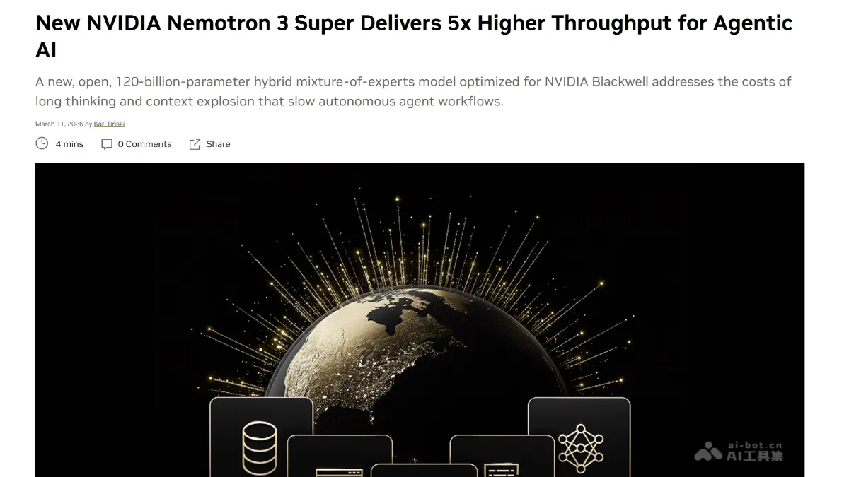 Nemotron 3 Super - NVIDIA's open-source large model for agent inference